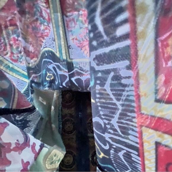 Pings Imports Pleats Collection Multicolor Sheer Y2K Zip Up Hooded Shirt Size S - Picture 10 of 11